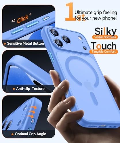 Image of CANSHN Magnetic Compatible with iPhone 17 Pro Max Case, Upgraded [Full Camera Protection] [Compatible with Magsafe] [Translucent Matte] Shockproof Protective Phone Cover 6.9 Inch - Ultramarine