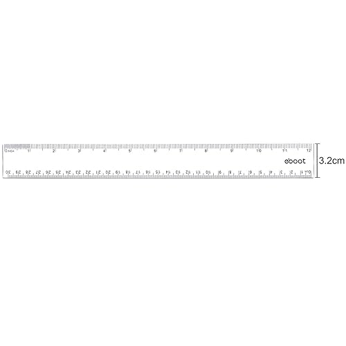 Miniatura 2 de eBoot Regla de plástico, regla recta, herramienta de medición de plástico de 12 pulgadas, 2 piezas (transparente)