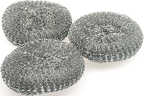 Image of Metal Sponge Scrubber - Pack of 3 - Dish Cleaning Metal Scrub - Kitchen Scrubbing Sponges