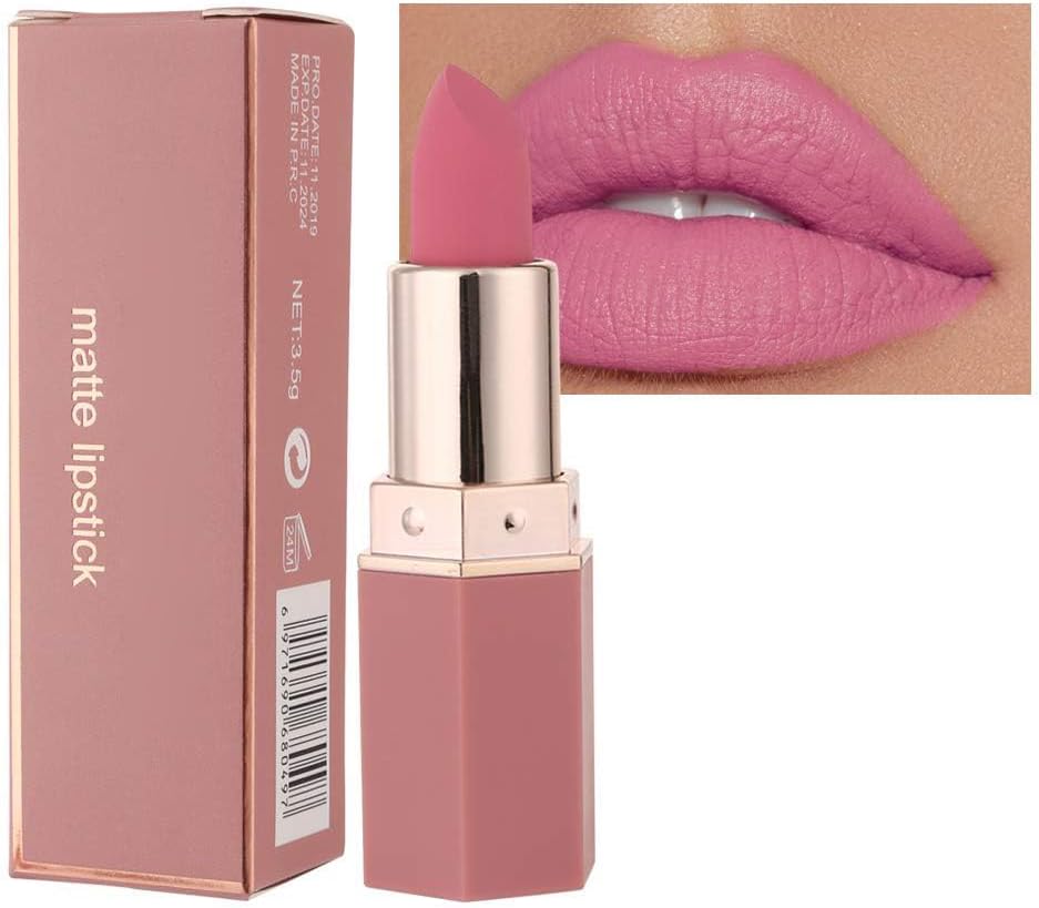 Matte Lipsticks for Women Long Lasting - Non Stick Cup Velvet Lip Gloss Lip Stain/Matte Nude Hot Pink Lipstick/Hydrating High Pigmented Smooth Lipsticks for Women Girls (02 Barbie pink)