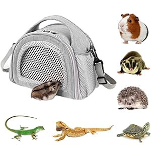 YUDODO Hamster Carrier Guinea Pig Carrier Bag Small Animal Sugar Glider Pouch Gerbil Hedgehog Portable Travel Carrier Outdoor Hangbag Flying Squirrel Rat Carrier Grey