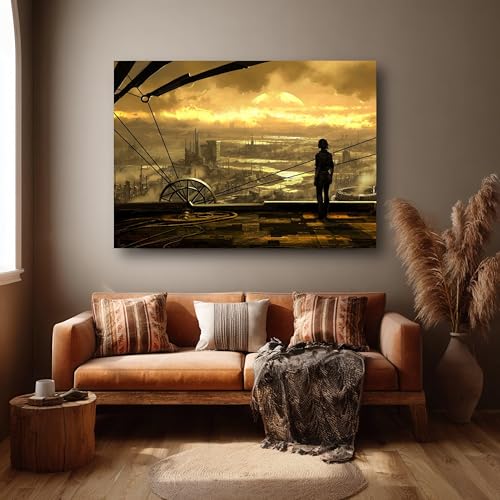 Tableau paysage urbain post-apocalyptique sur toile tendue de qualité - 2