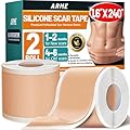 Arme Silicone Scar Tape, 1.6" x 240" Silicone Scar Sheets(2 Rolls-6M), Medical Grade Scar Tape Removal Sheets for Surgical Scars, Reusable Scar Removal Strips for Tummy Tuck C-Section Keloid