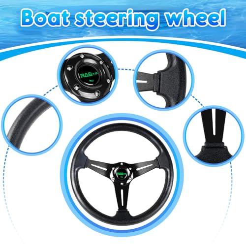 image for RASTP 13.8 Inch Boat Steering Wheel with 3/4“ Axle Marine Steering W
