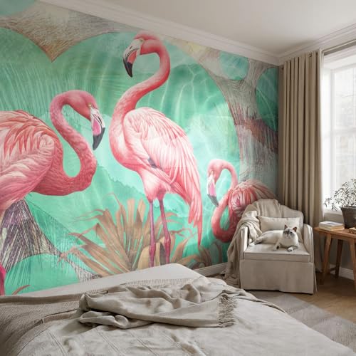 Papier peint autocollant 152x104 cm avec motif oiseaux exotiques pour salon