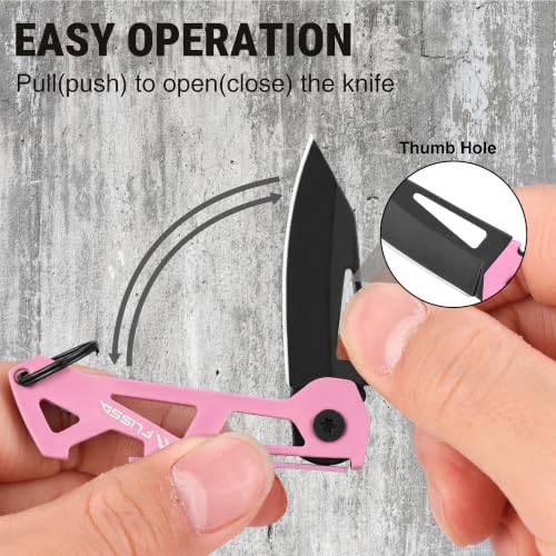 Image of FLISSA Mini Folding Pocket Knife-Pink | Small Size, EDC Tool, Gift for Women Girls Men, Compact, Lightweight, Outdoor, Easy to Access, Rust Resistance