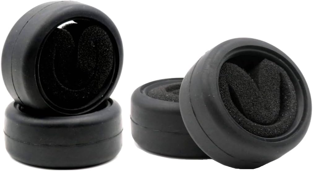 1:10 Scale Black Rubber textile Tyre fit On Road Drift tire Racing Car 2.56" OD Tires Foam Inserts(4) for Tamiya XV01,XV02,TA06,TT01,TT02, yokomo hsp,HPI,Kyosho,Kingtair RC remote control Model Car