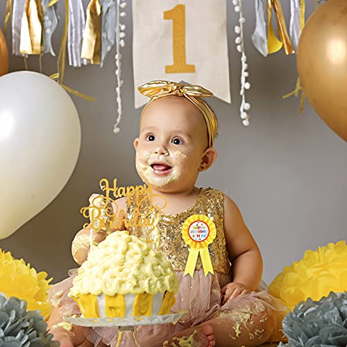 24 Pieces Happy Birthday Award Ribbon Birthday Tinplate Badge Pins Rosette Birthday Pin Birthday Button Happy Birthday Badge Brooch for Kids Girl Boy Party Favors and Baby Shower Decoration, 4 Styles4