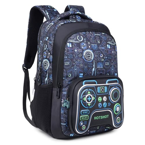 Image of HOT SHOT BAG GAMER 1446|3D EMBOSSED DESGIN|SCHOOL BAG|TUTUION|KIDS & CHILDRENS BACKPACK|WATER RESISTANT|18 INCH|FOR BOYS & GIRLS|32 LITERS BACKPACK