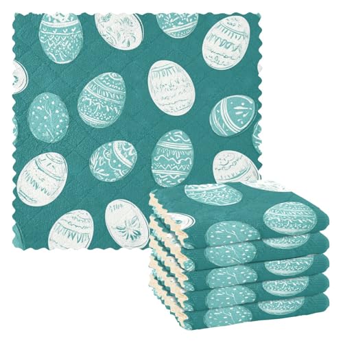 WDdZzyy Paño de cocina absorbente de huevos de Pascua verde y blanco, reutilizable y lavable, paquete de 6 unidades