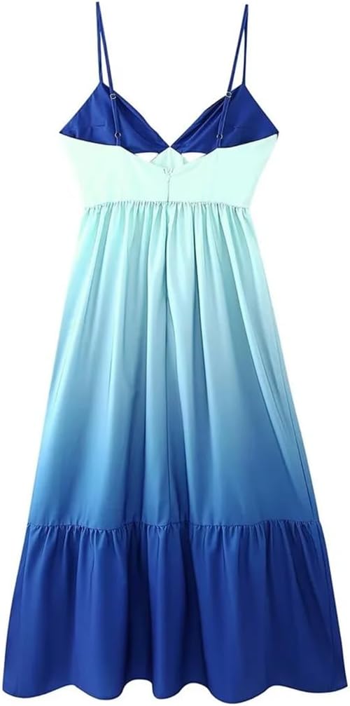 Size L ...Women European and American Gradient Sling Waist Dress