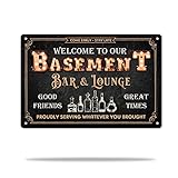 MUCHNEE Basement Bar Sign, Bar & Lounge Sign, Basement Bar Decor, Rustic Metal Home Bar Sign, Vintag
