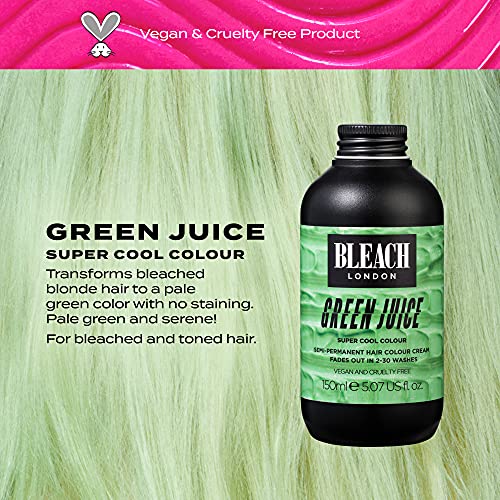 Bleach London Green Juice Super Cool Color - Semi-Permanent Hair Color, Pale Pastel Green, Vegan, Cruelty Free, Temporary Hair Color Cream, 5.07 Fl .Oz #TOP1