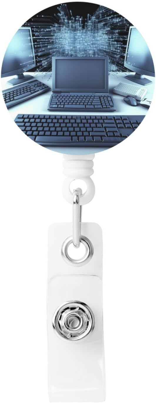 Computers and Internet Badge Reels Retractable Badge Holder with Belt Clip, Lightweight ID Badge Reels Funny ID Badge Holder for Key Name Card Holder for Office Doctor Nurse