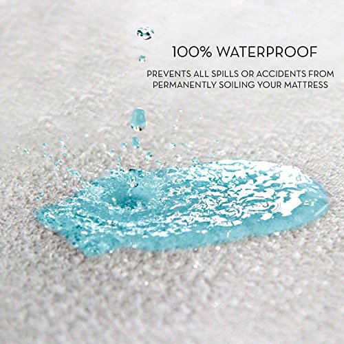 Image of Springtek 100% Waterproof Mattress Protector | Premium Cotton Mattress Bed Cover | Breathable and Non-Allergenic Ultra Soft Fitted Bed Protector | 72x36 Inch, Single, Grey