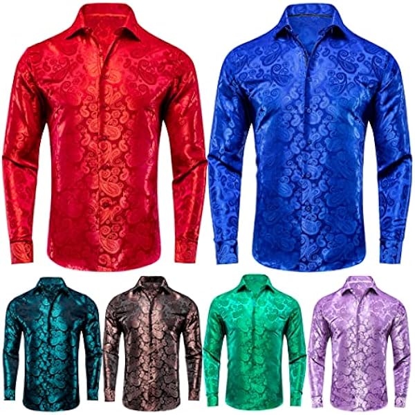 Bollrllr Herr Jacquard Silkeslen Skjortor Slag Långärmad Bröllop Affärströja