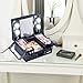 Kemier Makeup Train Case - Cosmetic Organizer Box Makeup Case with Lights and Mirror/Makeup Case with Customized Dividers/Large Makeup Artist Organizer Kit (Black)