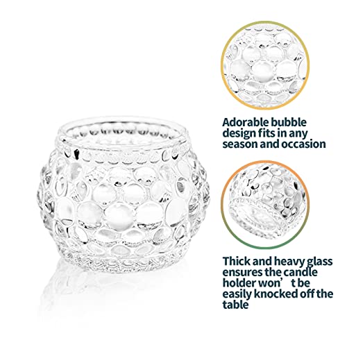 Wongblee 12Pcs Glass Tealight Candle Holders, Decorative Votive Holders For Table Centerpiece, Wedding, Home Decor (Hobnail Design) #TOP3