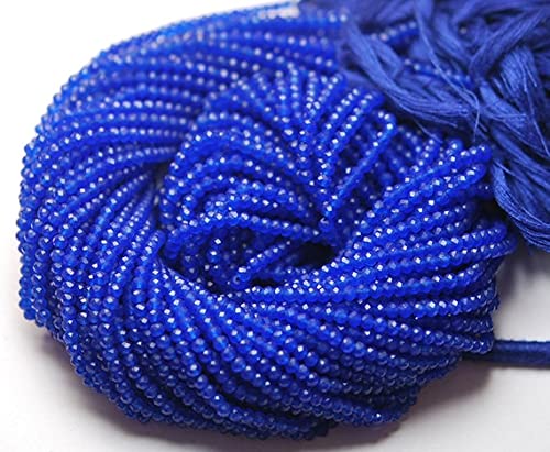 Cobalt bleu chalcédoine pierres fines rondelles facettées 3mm fil perles collier