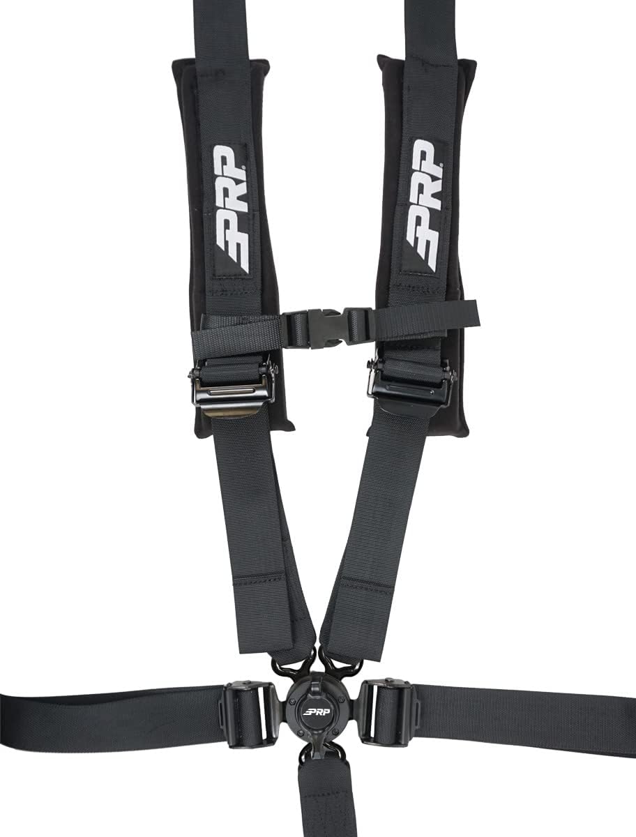 PRP SEATS 5 Point Racing Harness – Quick Release Camlock Buckle with Black 2" Belts, Removable Pads, Bolt-in Tabs, EZ Strap Adjusters, Safety SFI 16.1 Certified