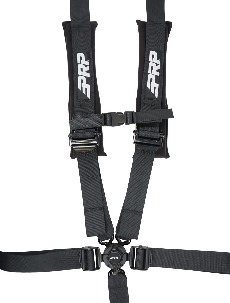 PRPSEATS 5 Point Racing Harness – Quick Release Camlock Buckle with Black 2" Belts, Removable Pads, Bolt-in Tabs, EZ Strap Adjusters, Safety SFI 16.1 Certified