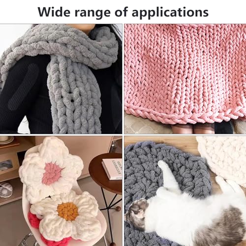 Bocguy Super Soft Chunky Chenille-Garn 500g Grau – Bild 5