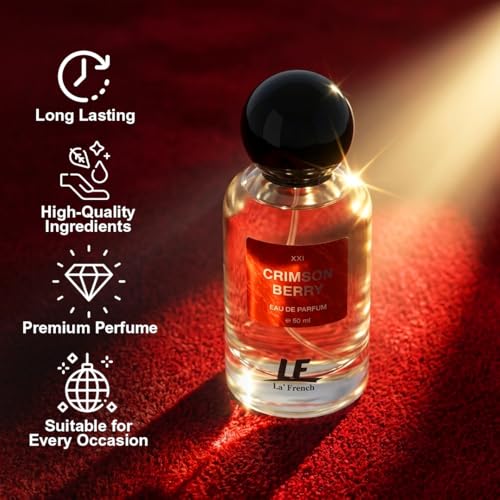 Image of La French Crimson Berry Unisex Perfume 50ml | Strawberry, Jasmine & Amber Notes | Long Lasting Fruity Fragrance | Fresh Modern Scent for Men & Women | Premium Everyday Wear