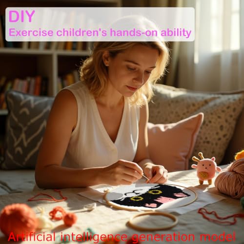 Image of 57lilina 6pcs Coaster Punch Needle Kit for Beginners & Adults, Animal Cat | Complete Step-by-Step Guide Make Punch Stitching Embroidery Art Drink Coasters, Easy DIY Hobby Craft Set for Women Starter
