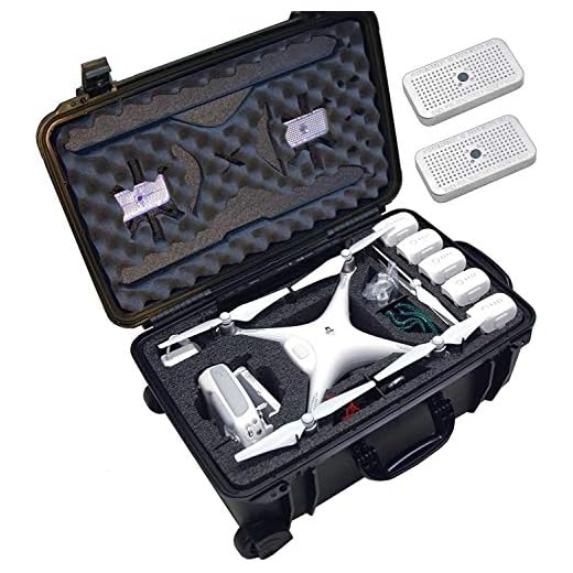 Case Club Pre-Cut Waterproof Drone Case with Wheels, Extension Handle & 2 Moisture Absorbing Silica Gel - Fits DJI Phantom 4 (Propellers On)