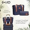 COOLIFE-Suitcase-Trolley-Carry-On-Hand-Cabin-Luggage-Hard-Shell-Travel-Bag-Lightweight-with-TSA-LockThe-Suitcase-Included-1pcs-Travel-Bag-and-1pcs-Toiletry-Bag-BlueBrown-20-Inch-Luggage-Set COOLIFE Suitcase Trolley Carry On Hand Cabin Luggage Hard Shell Travel Bag Lightweight with TSA Lock,The Suitcase Included 1pcs Travel Bag and 1pcs Toiletry Bag (Blue/Brown, 20 Inch Luggage Set)