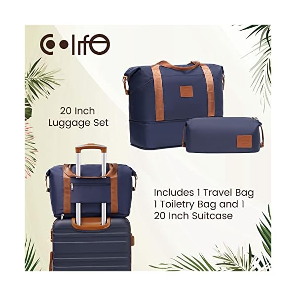 COOLIFE-Suitcase-Trolley-Carry-On-Hand-Cabin-Luggage-Hard-Shell-Travel-Bag-Lightweight-with-TSA-LockThe-Suitcase-Included-1pcs-Travel-Bag-and-1pcs-Toiletry-Bag-BlueBrown-20-Inch-Luggage-Set COOLIFE Suitcase Trolley Carry On Hand Cabin Luggage Hard Shell Travel Bag Lightweight with TSA Lock,The Suitcase Included 1pcs Travel Bag and 1pcs Toiletry Bag (Blue/Brown, 20 Inch Luggage Set)