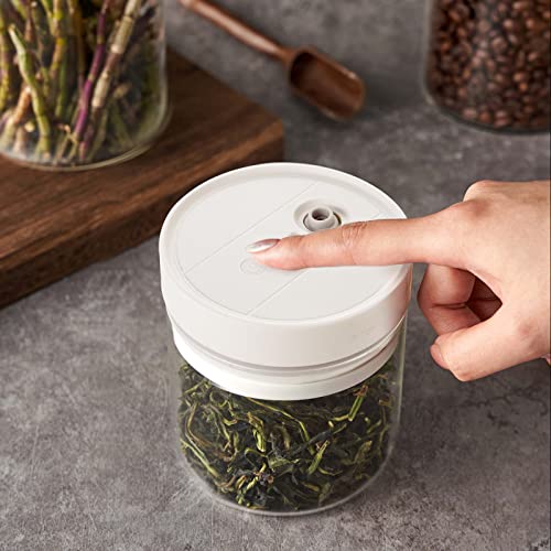 Dinbin Automatic Vacuum Food Canister Coffee Storage Container, Clear Glass, One-Click Automatic Exhaust Vacuum, Ideal For Coffee Beans, Food, Snacks, Nuts (1Pc - 500Ml) #TOP4