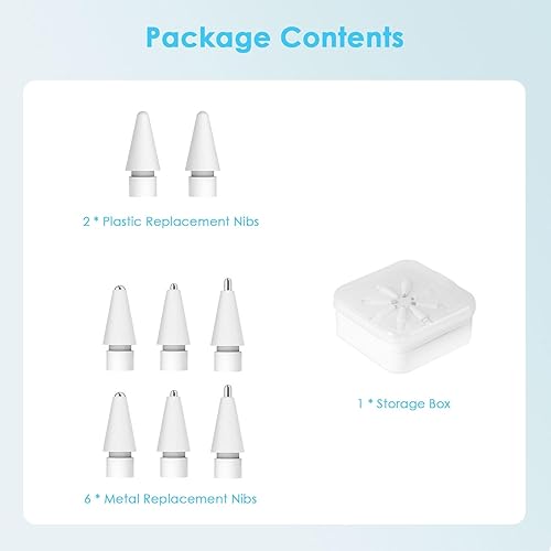 Miniatura 8 de MoKo Paquete de 8 puntas USB-C para Apple Pencil de 1 generación y 2 generación, puntas de repuesto para lápiz Apple Pencil para iPad Pen, no se
