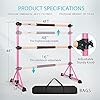VIVOHOME Portable Anti-Slip 4ft Adjustable Ballet Barre Bar with Beechwood, EVA Pad for Home Gym Double Stretching Freestanding Dance Equipment 330LBS Capacity Stable Pink