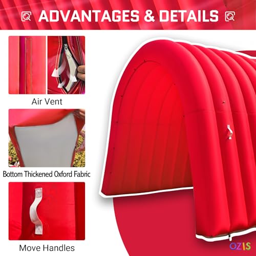 Image of OZIS 16Ft Inflatable Tunnel Entrance Sports with Installed Blower Inflatable Football Tunnel Tent Entryway for Business Advertising Event Exhibition Promotion(Red,16x10x10Ft)