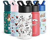 Simple Modern 14oz Disney Summit Kids Water Bottle Thermos with Straw Lid - Dishwasher Safe Vacuum Insulated Double Wall Tumbler Travel Cup 18/8 Stainless Steel - Disney: Mickey Retro