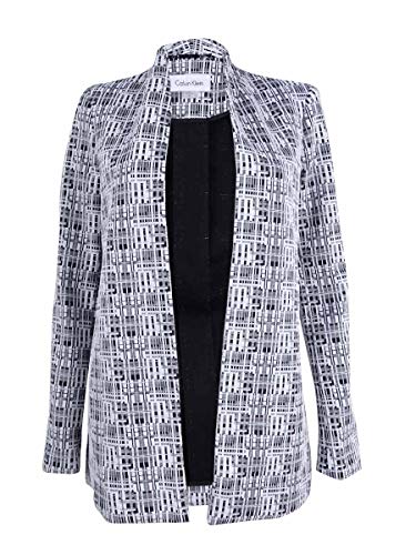 Calvin Klein Womens White Textured Long Sleeve Open Cardigan Wear to Work Top Size 10