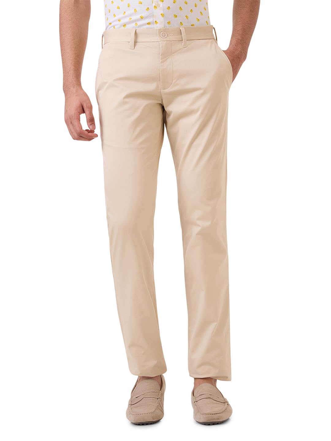 parx Men Low Rise Tapered Fit Solid Pattern Cotton Elastane Blend Flat Front Casual Trouser-picture-15