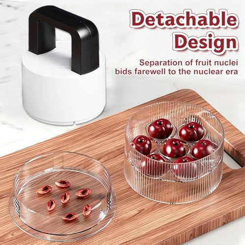 Tenlary Cherry Pitter Tool Pit Remover, 2026 Upgraded 7-in-1 Multiple Push Corer, 1.5" Extra Large Slots for Cherries, Transparent Pit Cup, Dishwasher Safe Anti-Splatter for Kitchen Jam Prep (White) by Tenlary - Image 3