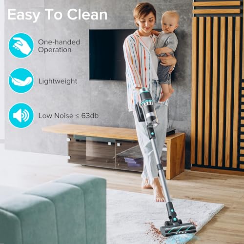 Image of Belife BVC11 Cordless Vacuum Cleaner, 450W 38Kpa Stick Vacuum with 50 mins runtime, 13000RPM Burshless Motor, Powerful Vacuum Cleaners for Home Hardwood Floor pet Hair Carpet (Blue)
