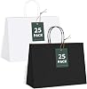GSSUSA 16x6x12 Paper Gift Bags White 25PCS & Paper Gift Bags Black 25PCS