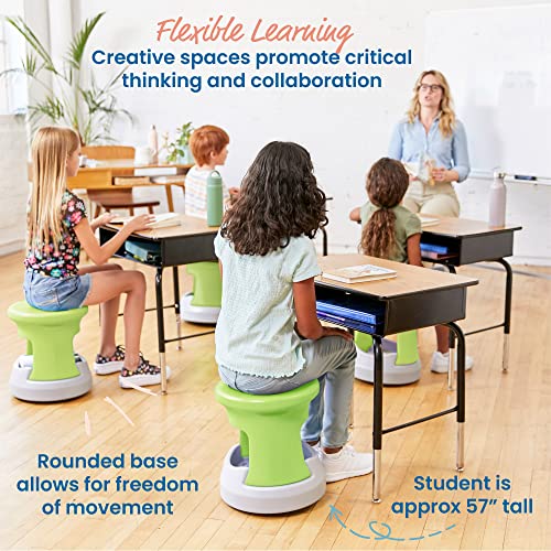 Image of ECR4Kids Active Storage Wobble Stool, 15in Seat Height, Childrens Furniture, Lime Green /Light Grey