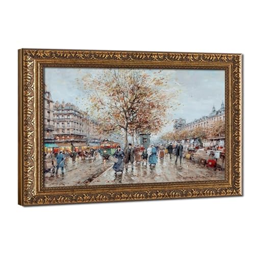 Impression sur toile de Paris par Antoine Blanchard, cadre de salon 30x45cm