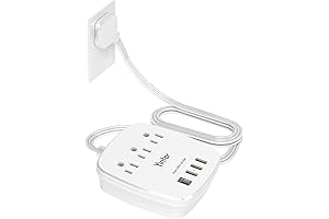 6 Ft Flat Extension Cord, Ultra Thin Flat Plug Power Strip, Desktop Charging Station