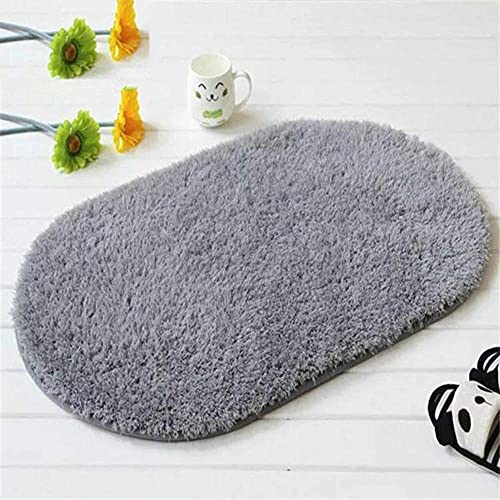 ASDWA Badteppich aus Plüsch-Baumwolle, oval, dick, weich, saugfähig, rutschfest, strapazierfähig, für Badezimmer…