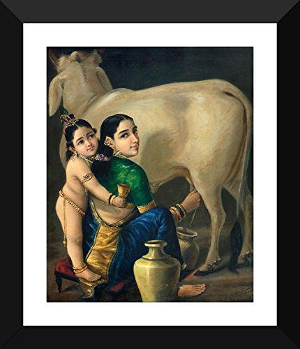 Image of Tallenge - Yashoda Krishna - Raja Ravi Varma Mythology Collection - Small Poster Paper - Framed (12 x 17 inches)