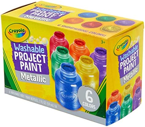 CRAYOLA Washable Metallic Paint - Assorted Colours (Pack of 6) | Unique Colours that Shimmer Just Like Real Metal! | Ideal for Kids Aged 3+
