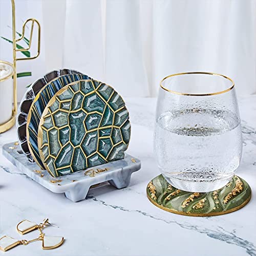 5 pieces Resin Molds for Coaster Sets Round Silicone Molds for Resin Epoxy Coaster Molds with Stand Holder Silicone Cup Mats Rack Epoxy Casting for Resin Arts Home Decoration - Image 6