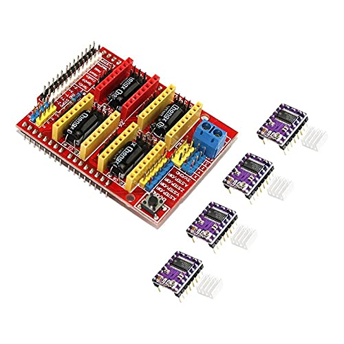 Lysee 3D Printer Parts & Accessories - V3 Engraving Machine Expansion Board + Drv8825 Driver with Heat Sink for 3D Printer - (Color: As Shown)