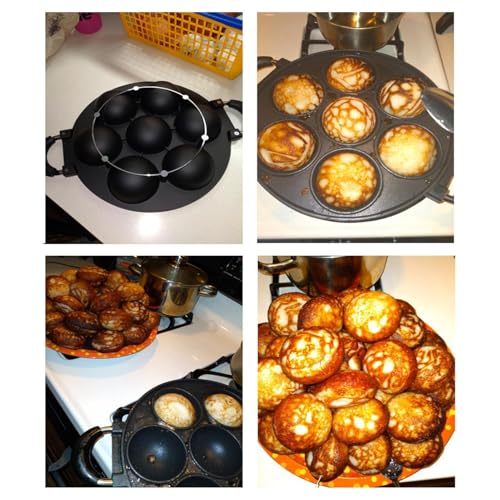 Padella per uova fritte in ghisa, teglia per muffin e focaccine, teglia da forno antiaderente in ghisa a 7 stampi, teglia rotonda per cupcake, strumento da cucina per pane di mais e focaccine - immagine 5